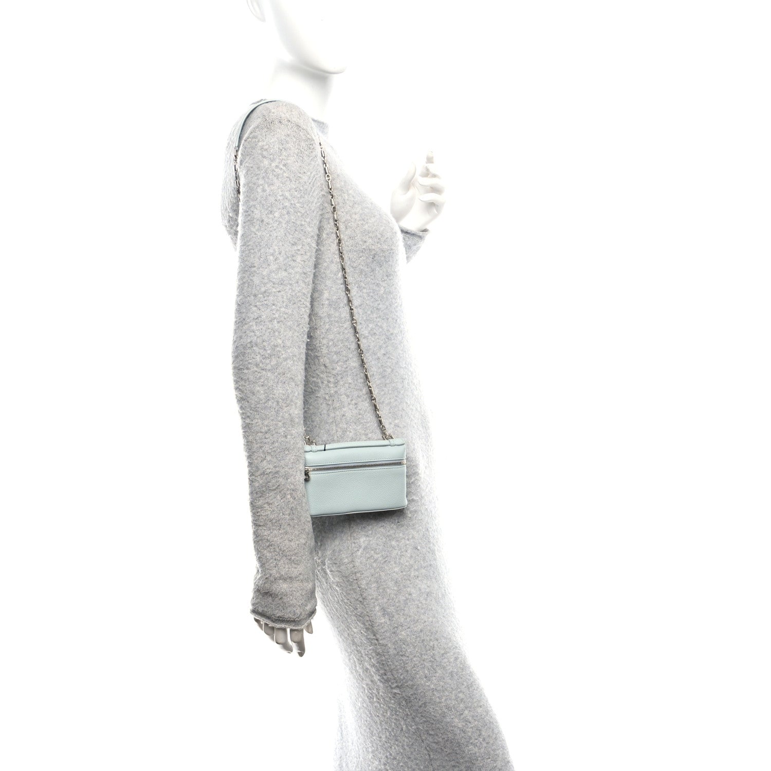 Loro Piana Grained Calfskin Extra Pocket Mini Pouch Minty Breeze 2 of 10