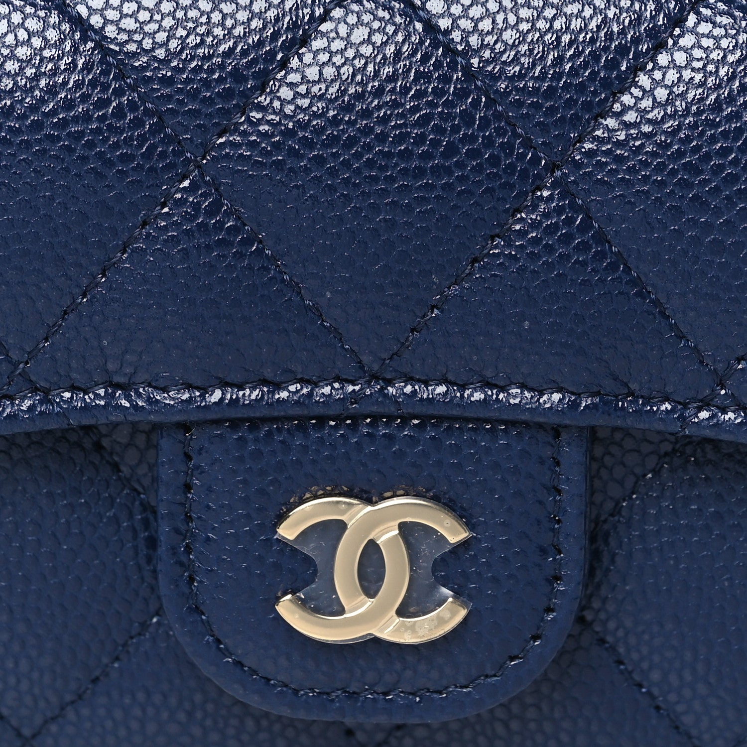 Chanel Caviar Quilted Flap Card Holder Wallet Navy Blue 9 of 10