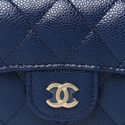 Chanel Caviar Quilted Flap Card Holder Wallet Navy Blue 9 of 10
