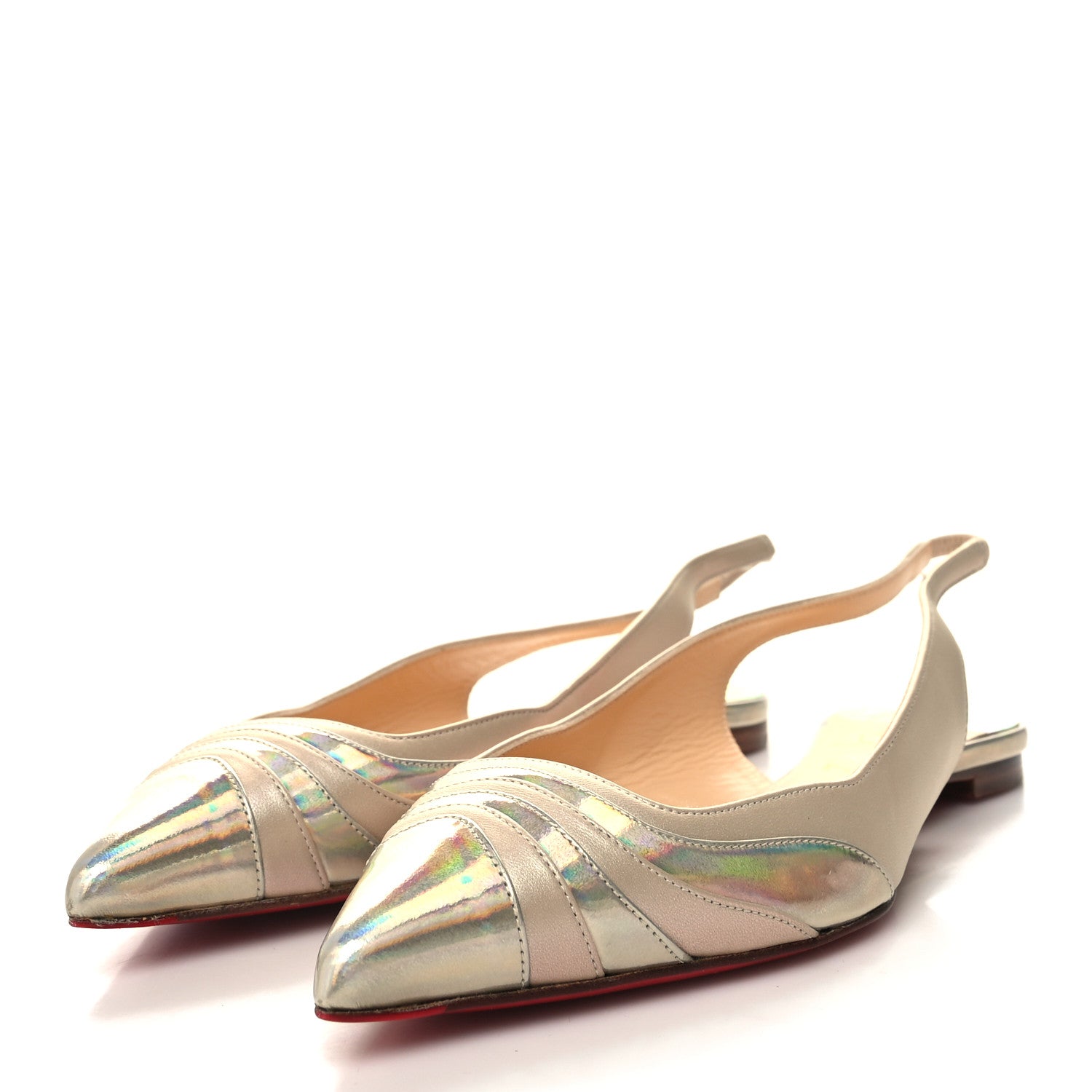 Christian Louboutin Iridescent Patent Degradama Slingback Flats 37.5 Iridescent 3 of 8