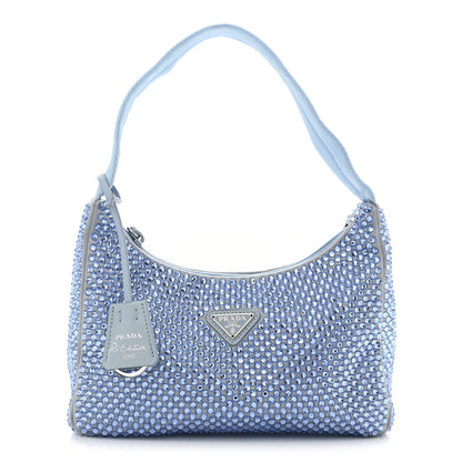 Prada Satin Crystal Mini Re-Edition 2000 Bag Celeste 1 of 12
