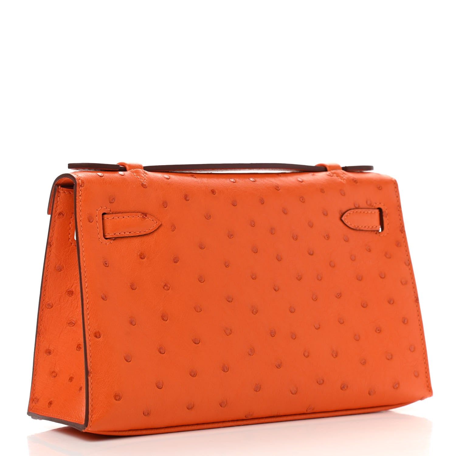 Hermes Ostrich Kelly Pochette Tangerine 3 of 9