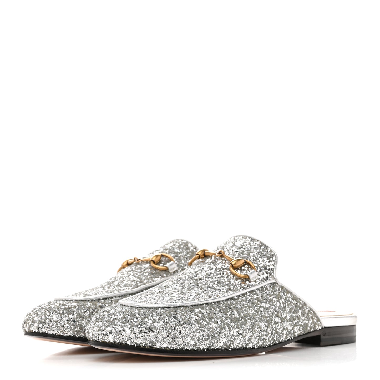 Glitter Womens Princetown Slippers 36 Silver