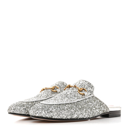 Gucci Glitter Womens Princetown Slippers 36 Silver 4 of 10