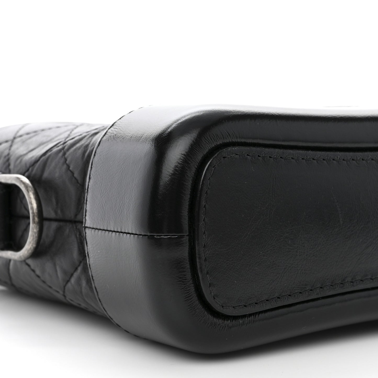 Aged Calfskin Quilted Small Gabrielle Hobo Black