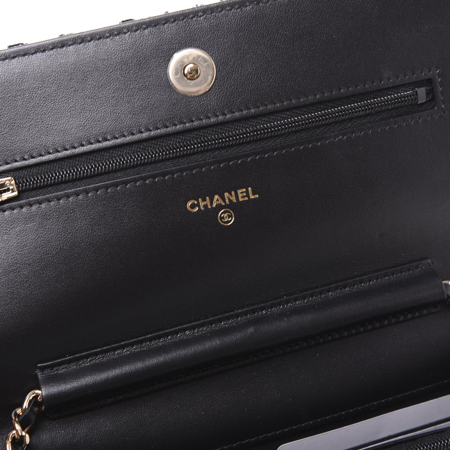 Tweed Quilted Wallet On Chain WOC Black Ecru White