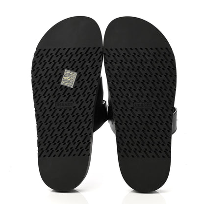 Hermes Calfskin Womens Chypre Sandals 39 Black 5 of 9