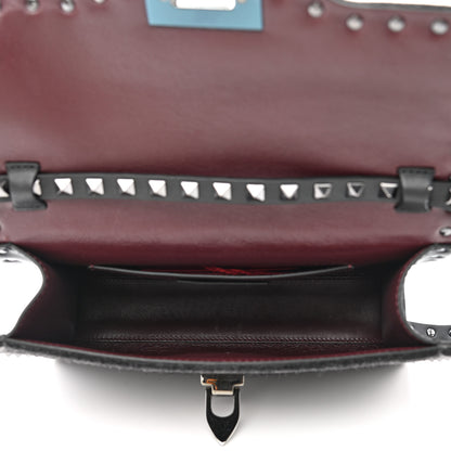Valentino Garavani Wool Calfskin Medium Rockstud Flip Lock Crossbody Bag Black 5 of 9