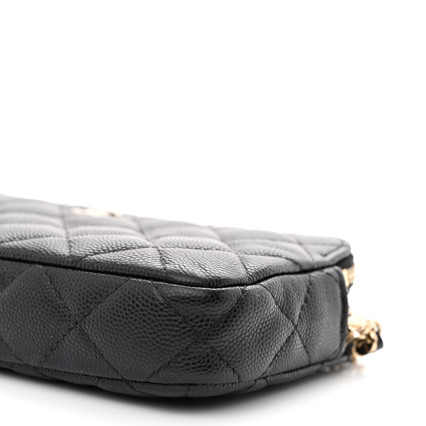 Caviar Quilted Small Clutch With Chain Black