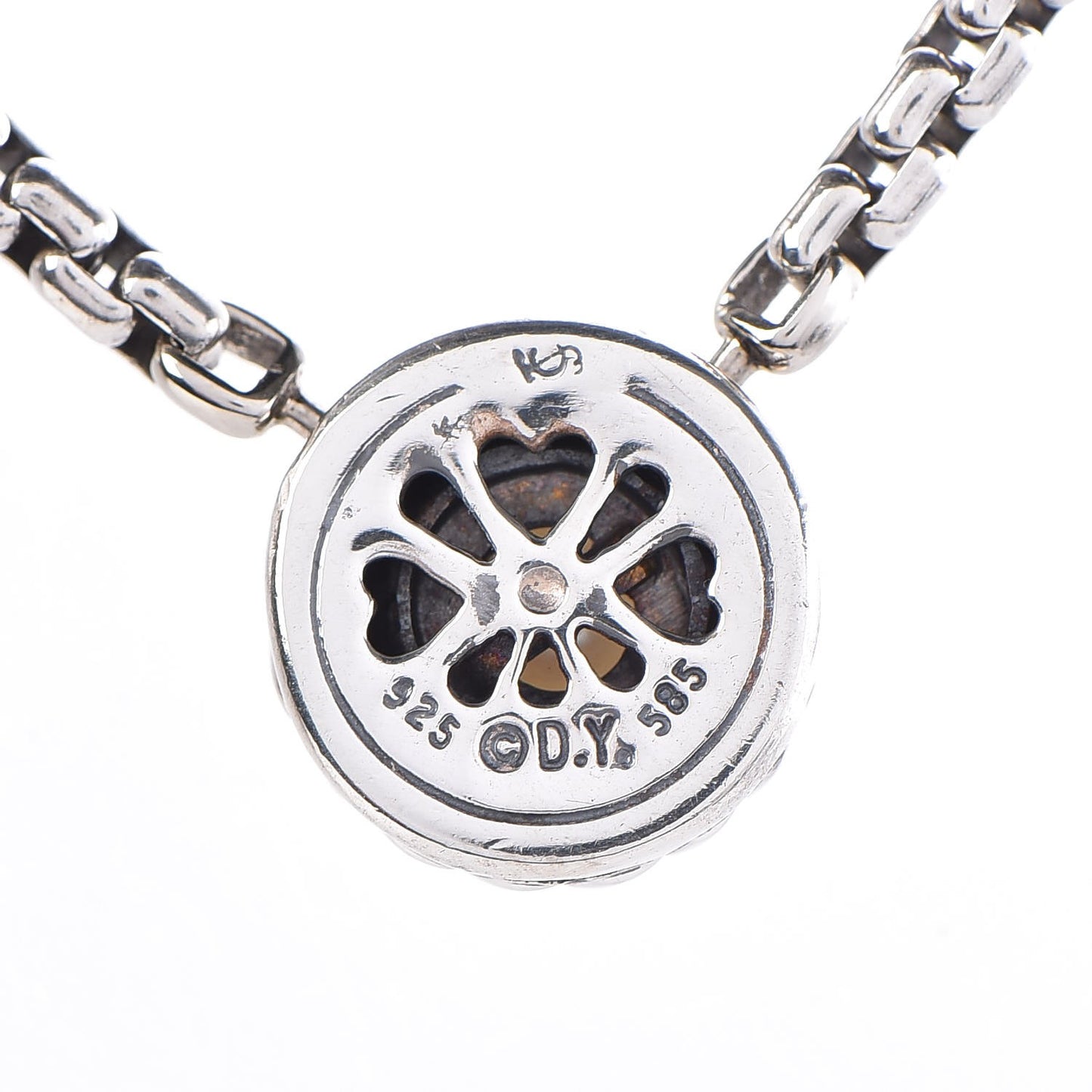 Sterling Silver 14K Yellow Gold Pearl 12mm Cookie Pendant Necklace