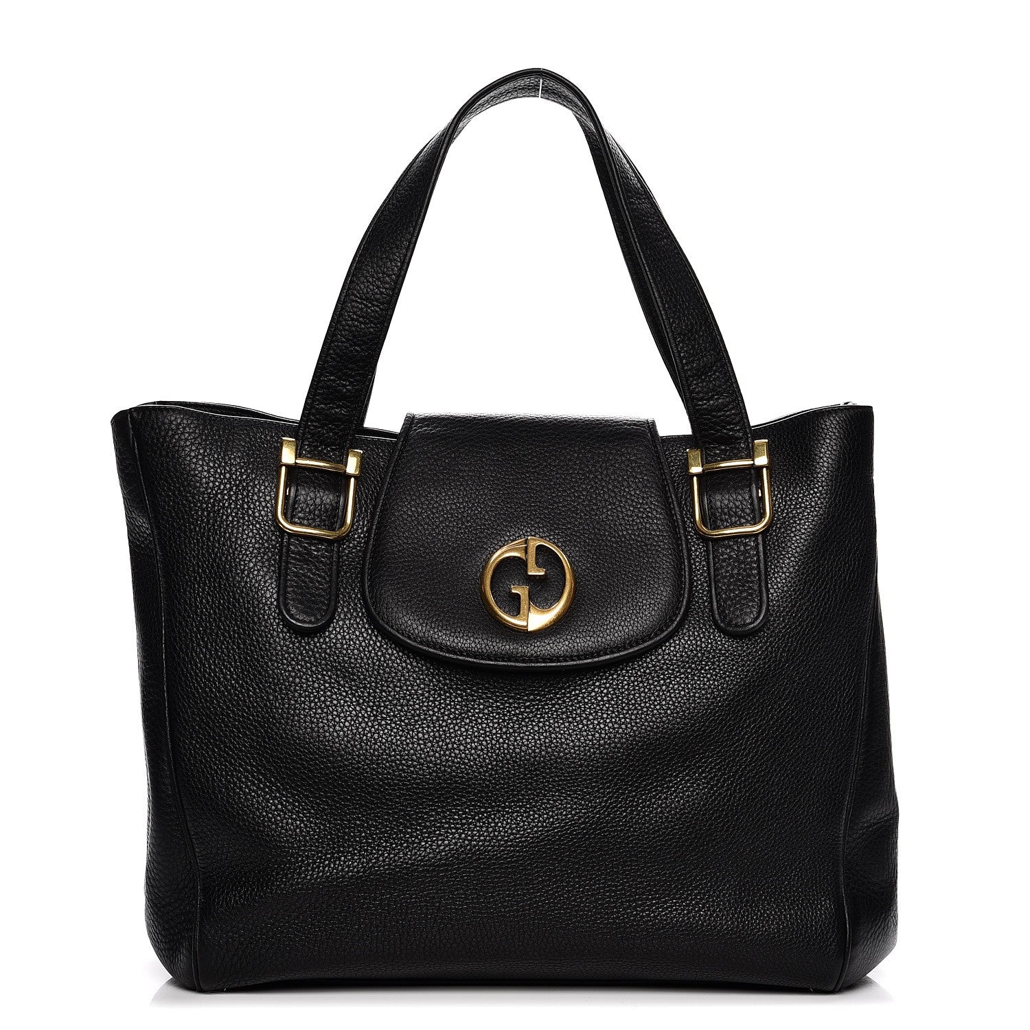 Gucci Pebbled Calfskin Medium 1973 Tote Black 12 of 21