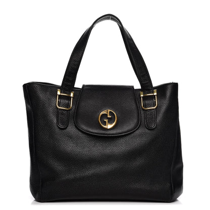 Gucci Pebbled Calfskin Medium 1973 Tote Black 12 of 21