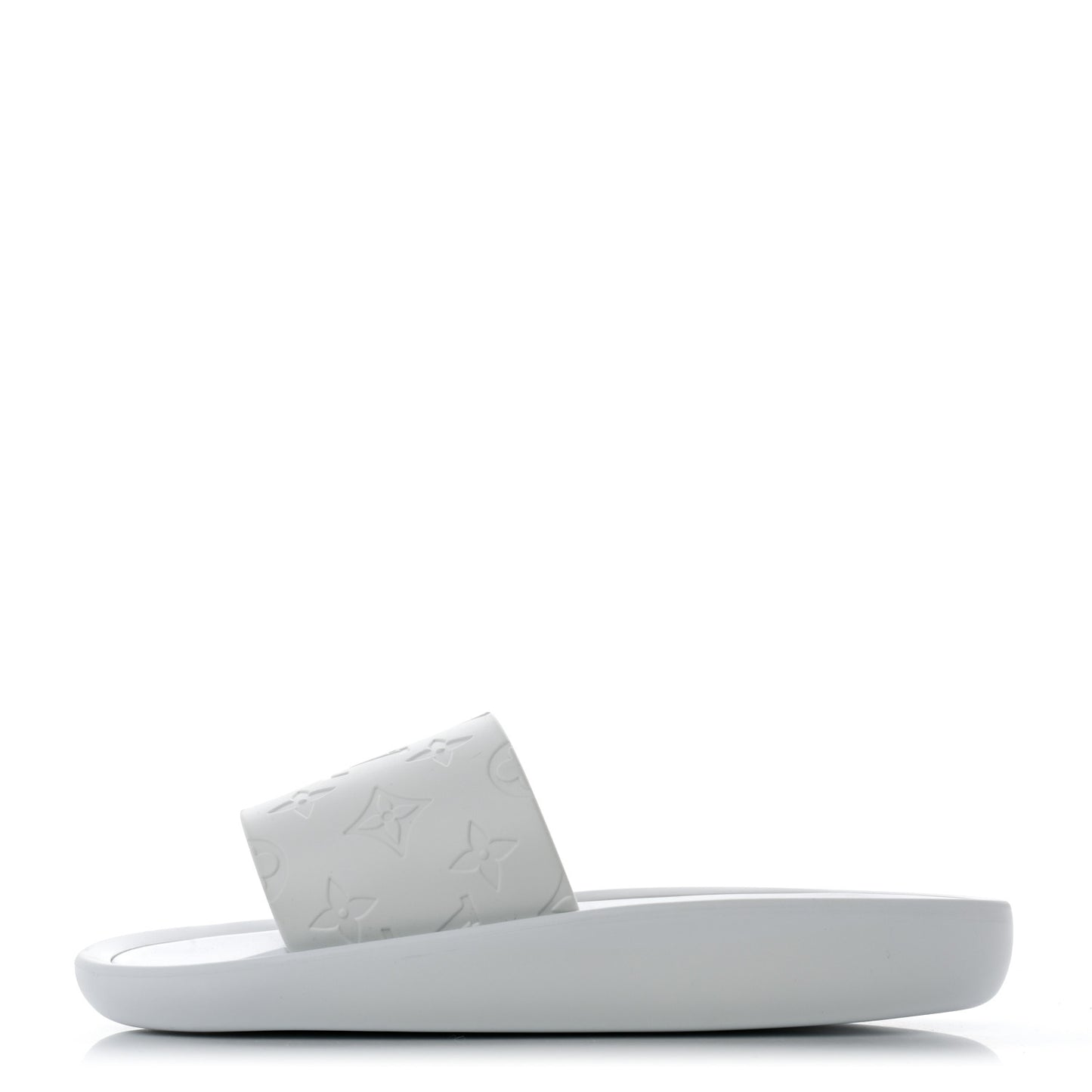 Rubber Monogram Embossed Sunbath Flat Mule 39 White