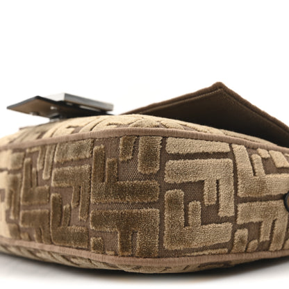 Fendi Velvet Jacquard FF Crystal Baguette Cappuccino 10 of 11