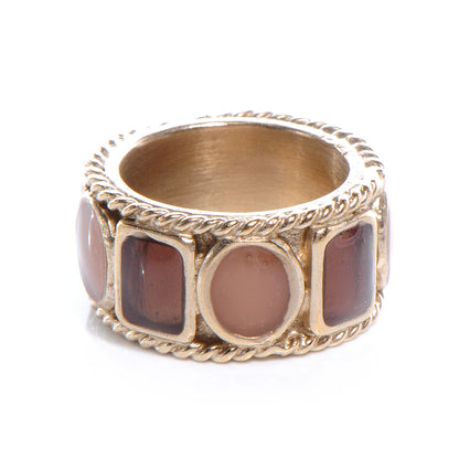 Chanel Poured Glass CC Ring 6.5 Gold Rose 3 of 5