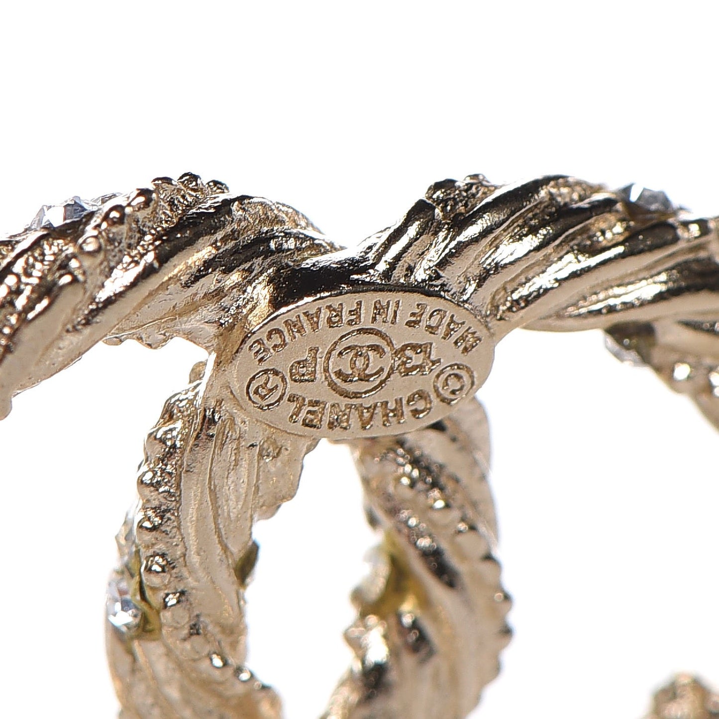 Crystal Twisted CC Earrings Gold