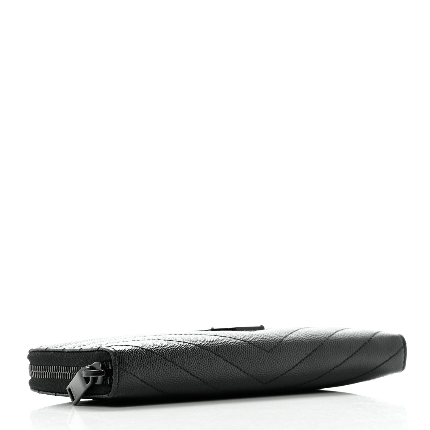 Grain De Poudre Matelasse Chevron Monogram Monochrome Zip Around Wallet Black