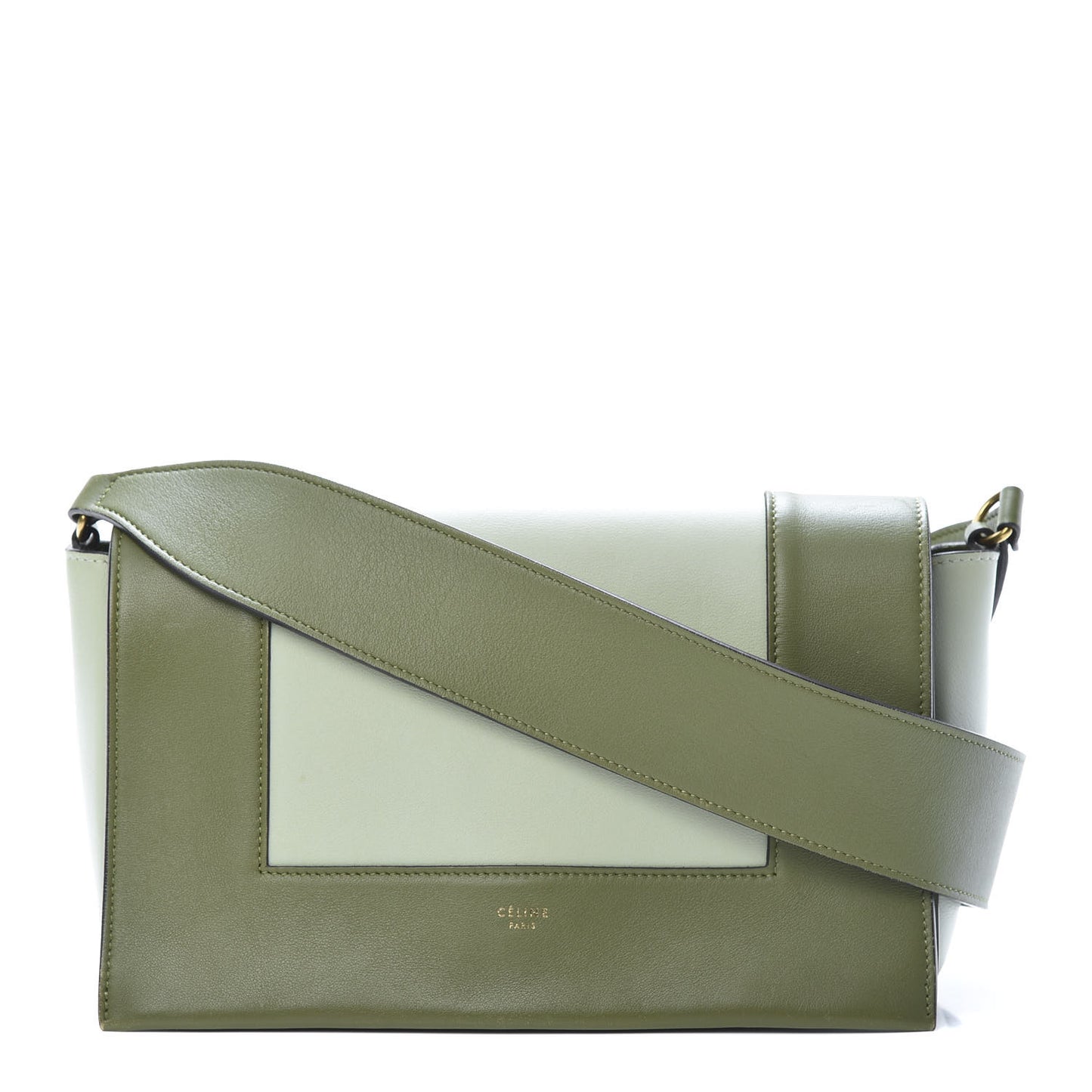 Shiny Smooth Calfskin Medium Frame Shoulder Bag Olive Pastel Green