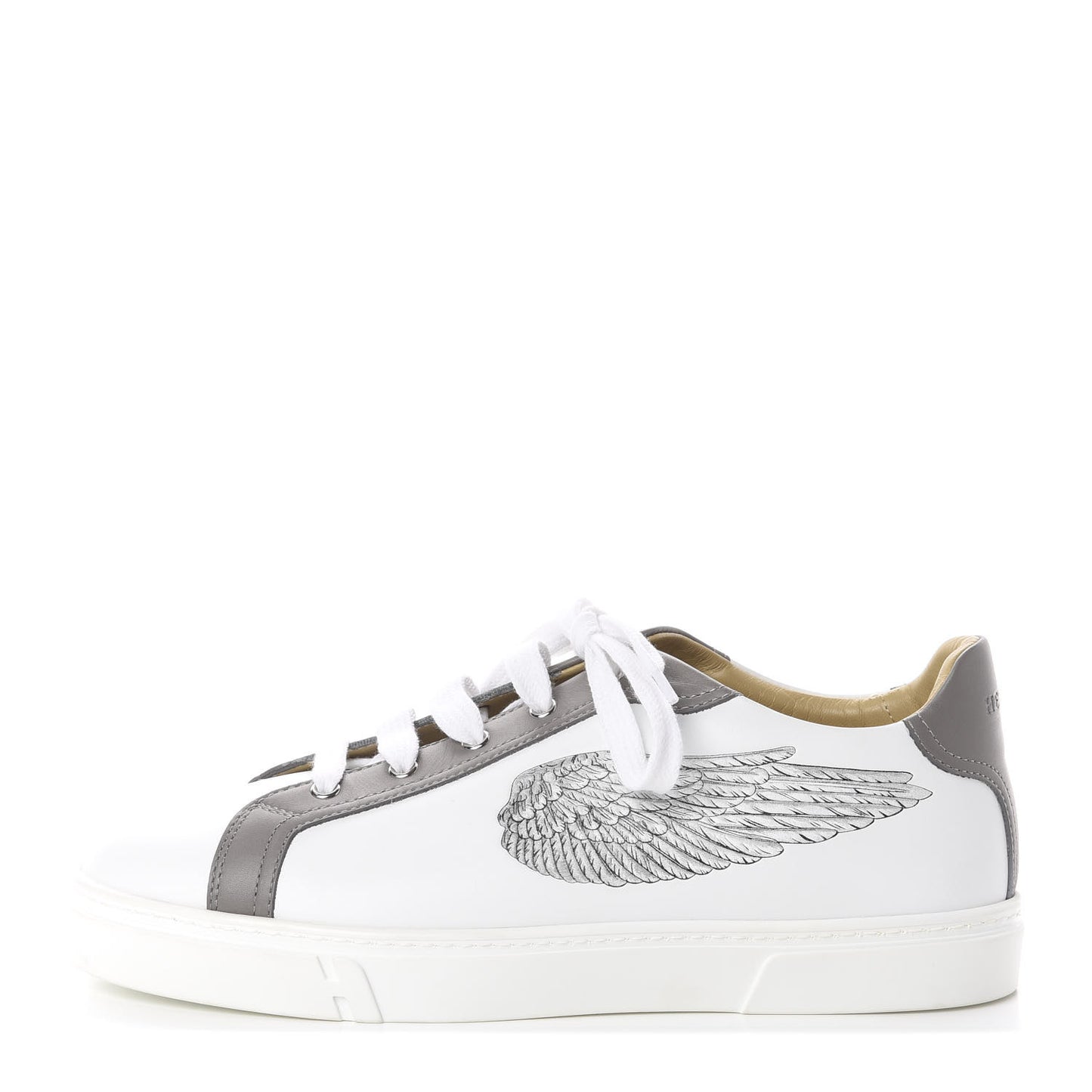 Calfskin Mens Wing Sneakers 43 White Grey