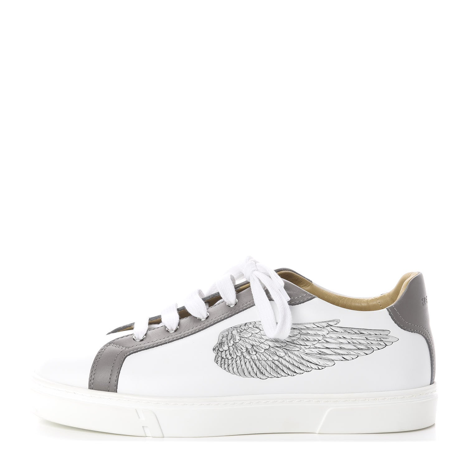 Hermes Calfskin Mens Wing Sneakers 43 White Grey 1 of 7