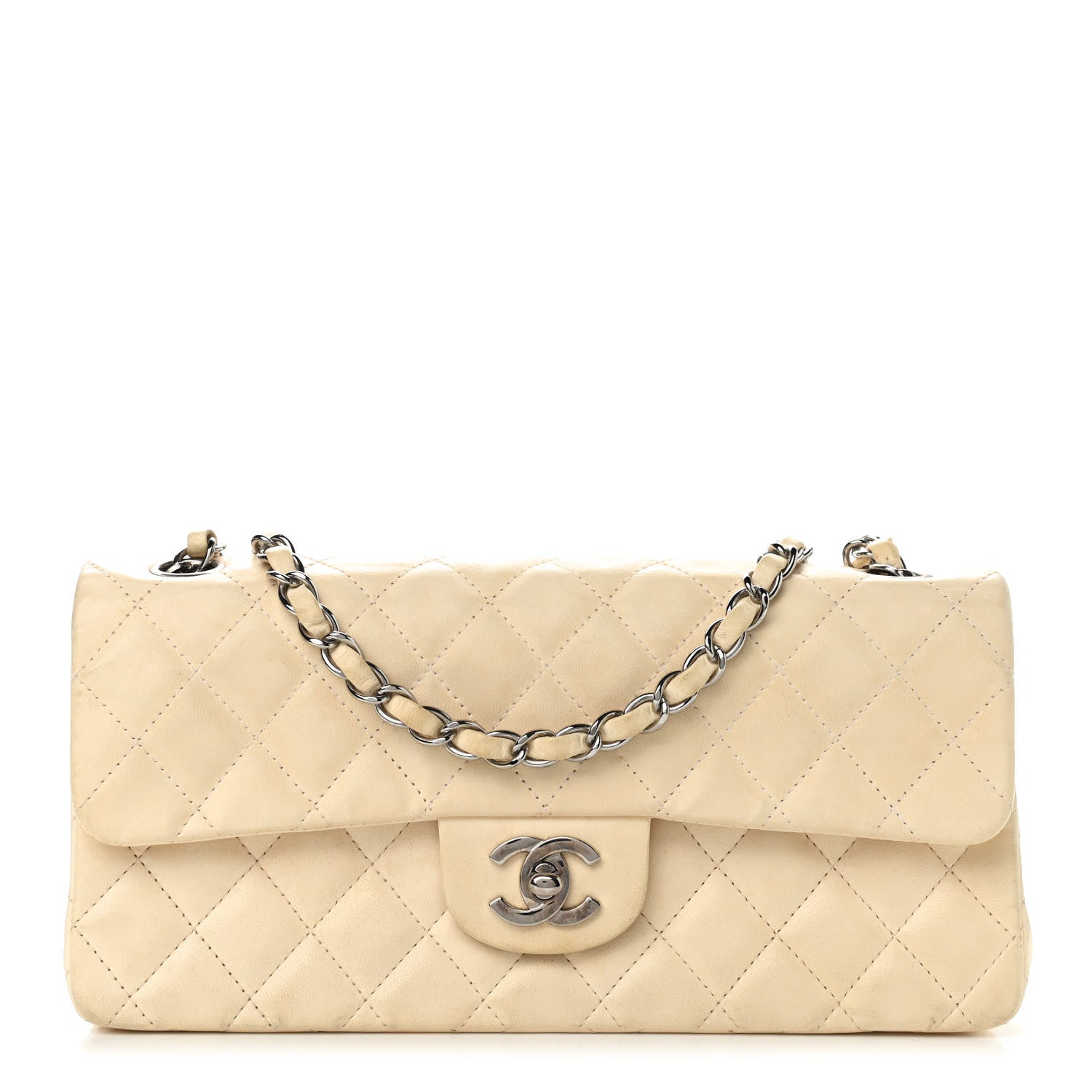 Chanel Lambskin Quilted East West Flap White 1 of 8