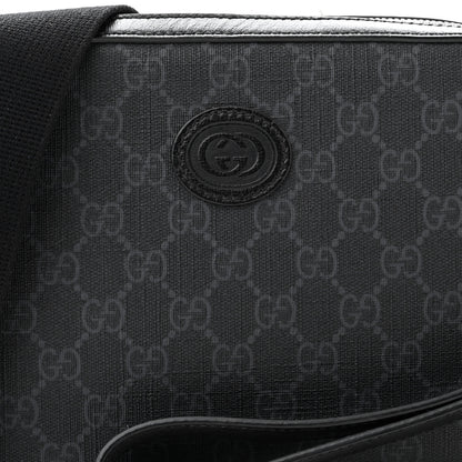 Gucci GG Supreme Monogram Azalea Calfskin Retro Interlocking G Wristlet Shoulder Bag Black 8 of 10