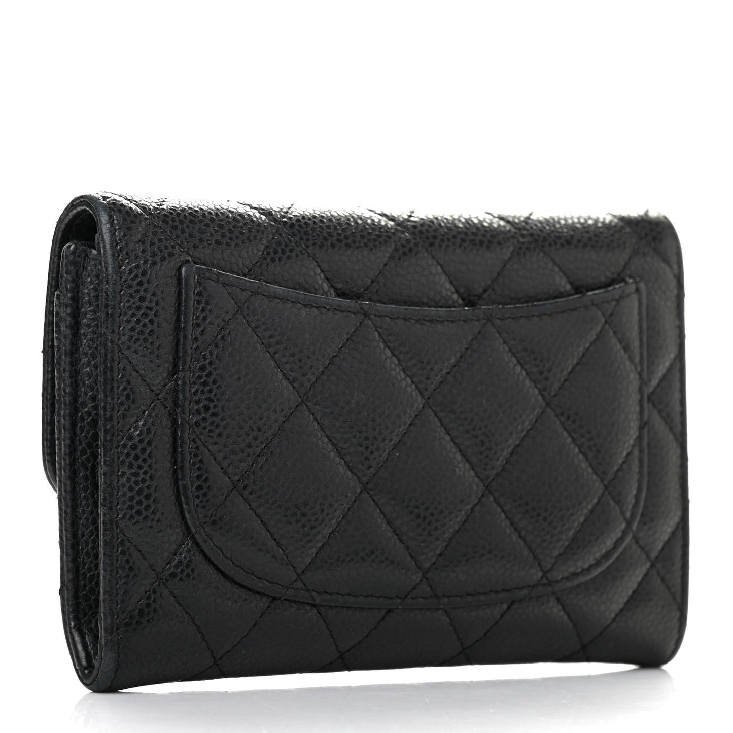 Caviar Quilted Medium Flap Wallet Black