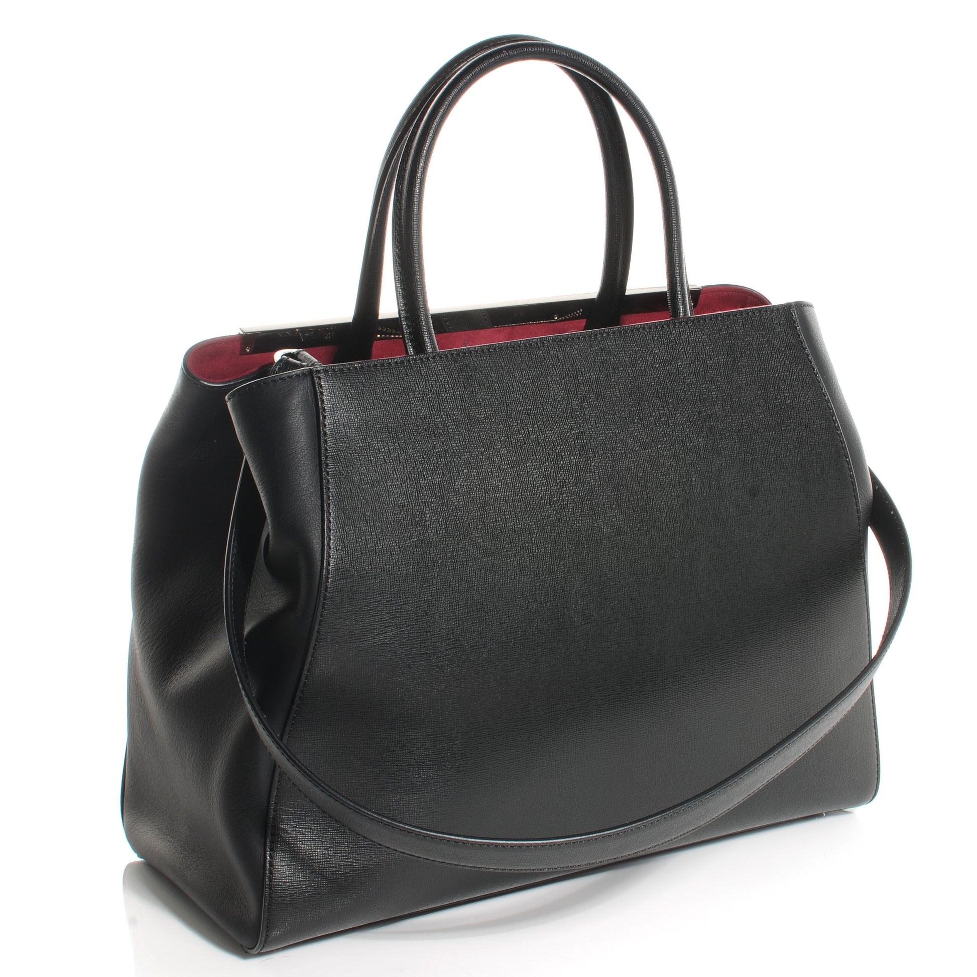 Fendi Vitello Elite Regular 2Jours Tote Black Vino 4 of 11
