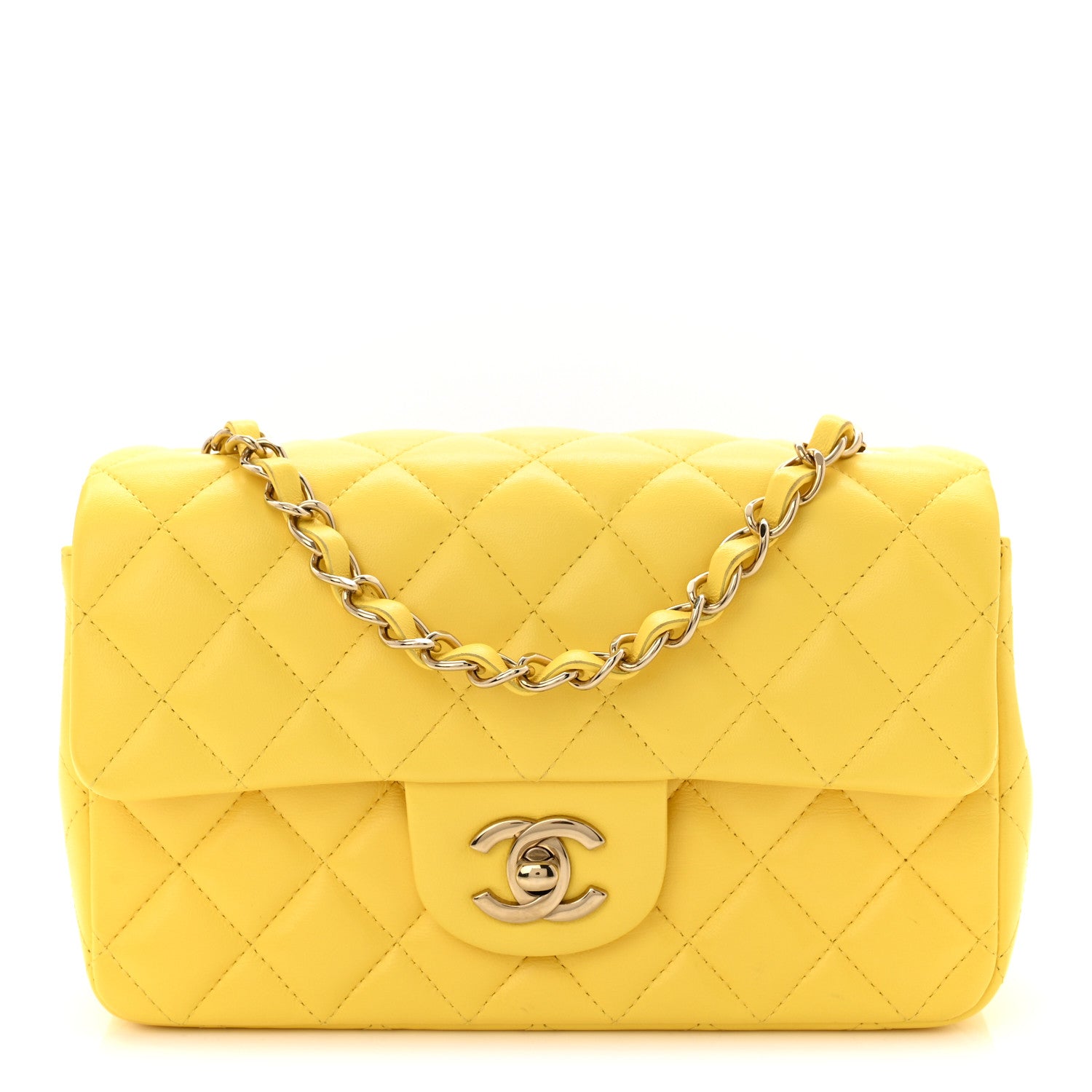 Chanel Lambskin Quilted Mini Rectangular Flap Yellow 1 of 11