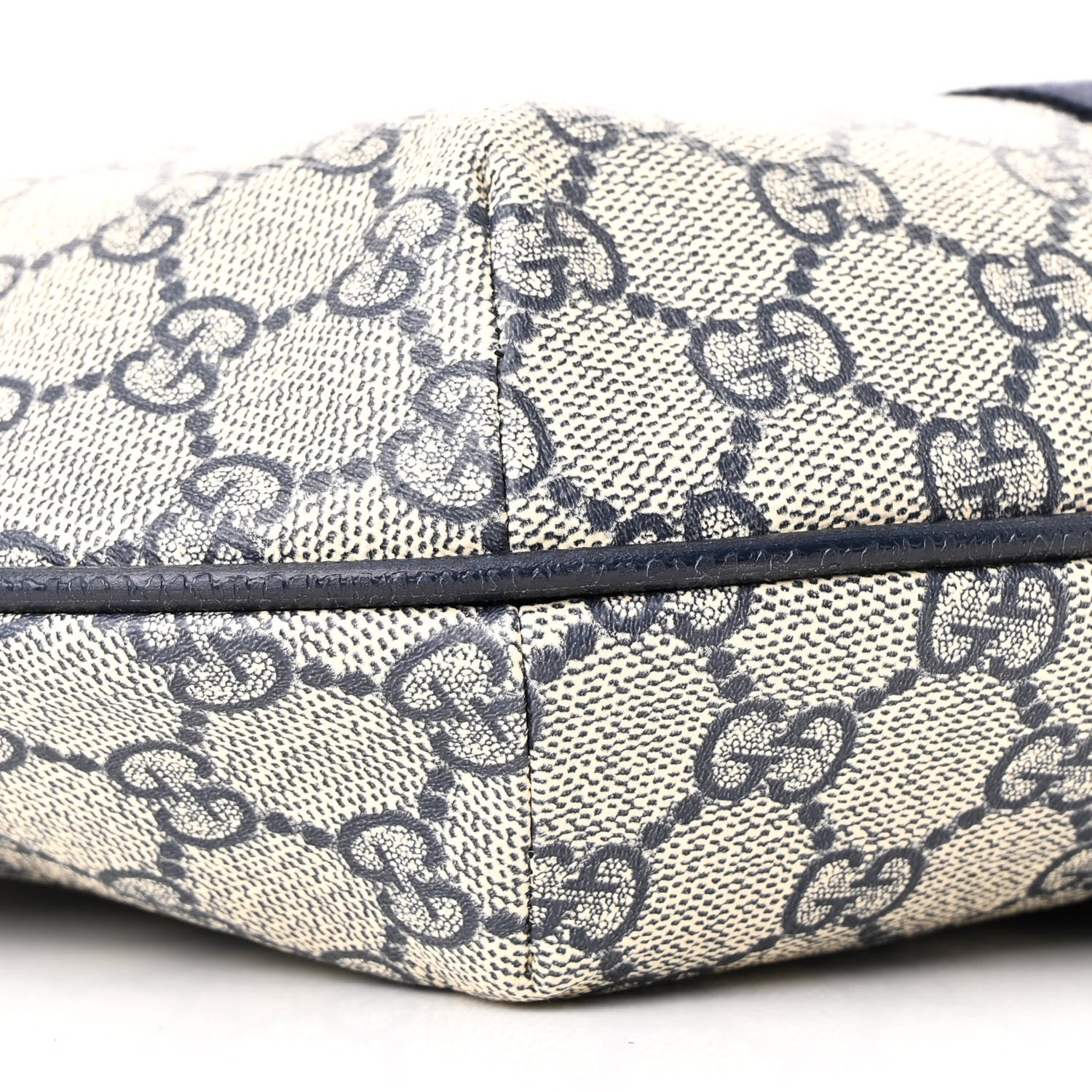 Gucci GG Supreme Monogram Textured Dollar Calfskin Web Small Ophidia Half Moon Hobo Beige Blue 9 of 10