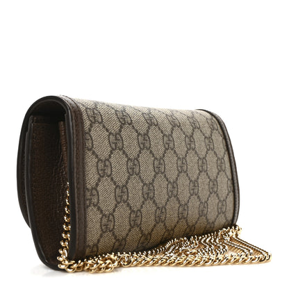Gucci GG Supreme Monogram Textured Dollar Calfskin Blondie Continental Chain Wallet Beige Ebony New Acero 3 of 9