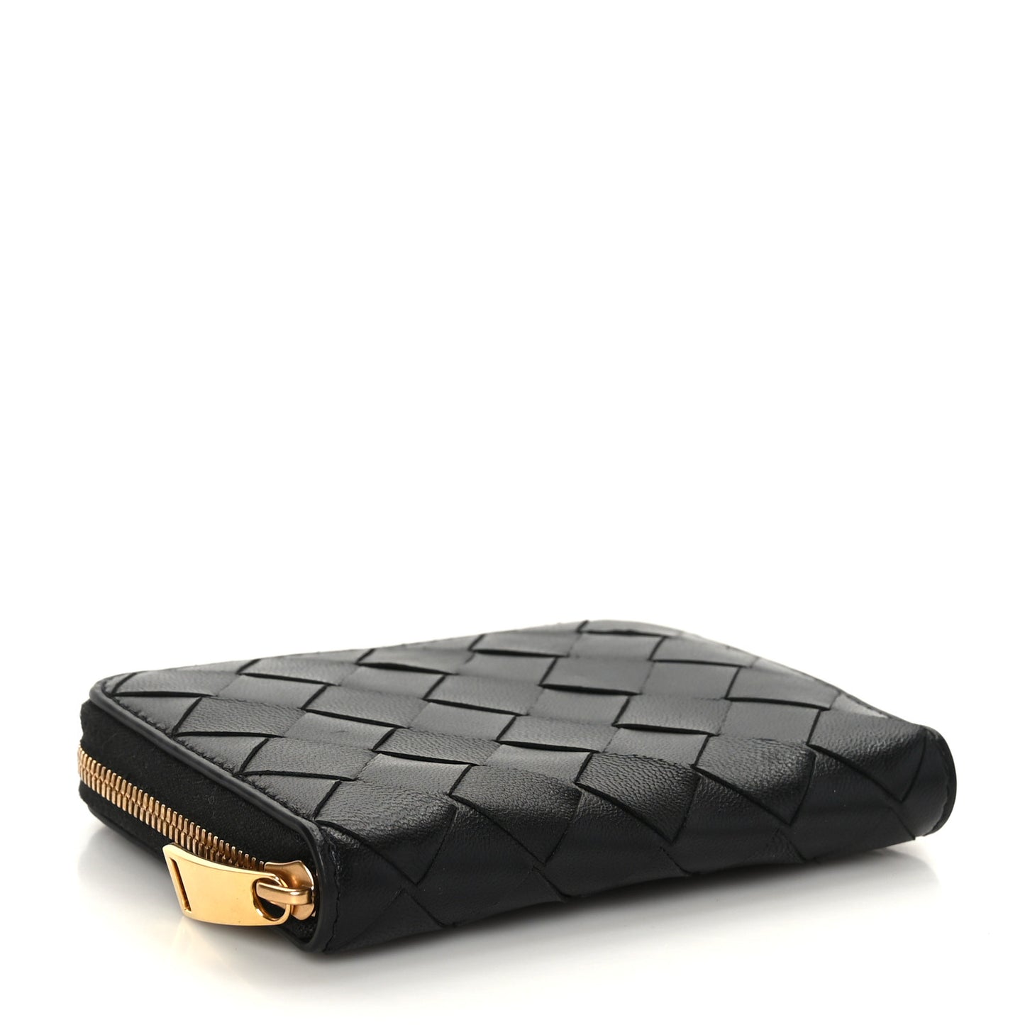 Nappa Intrecciato Zip Around Coin Purse Black