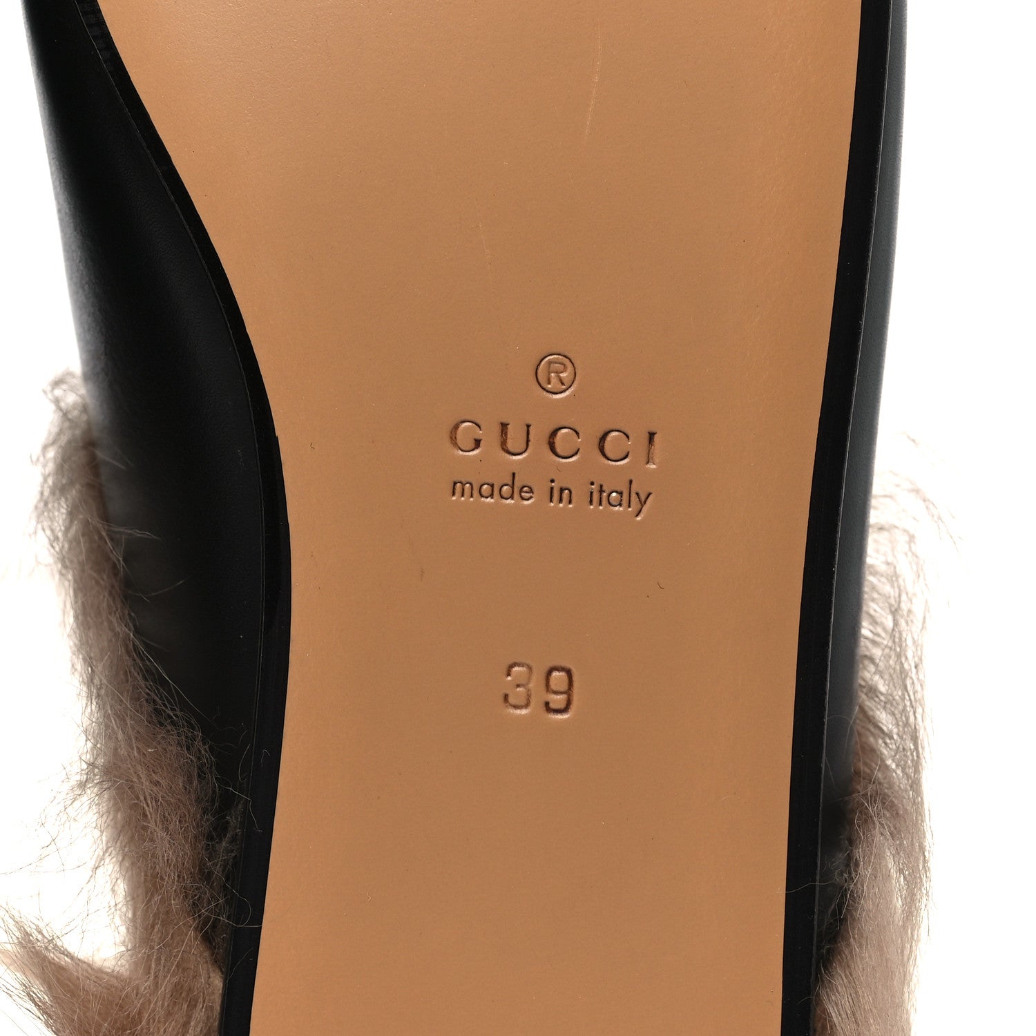 Gucci Calfskin Fur Womens Princetown Slippers 39 Black 6 of 7