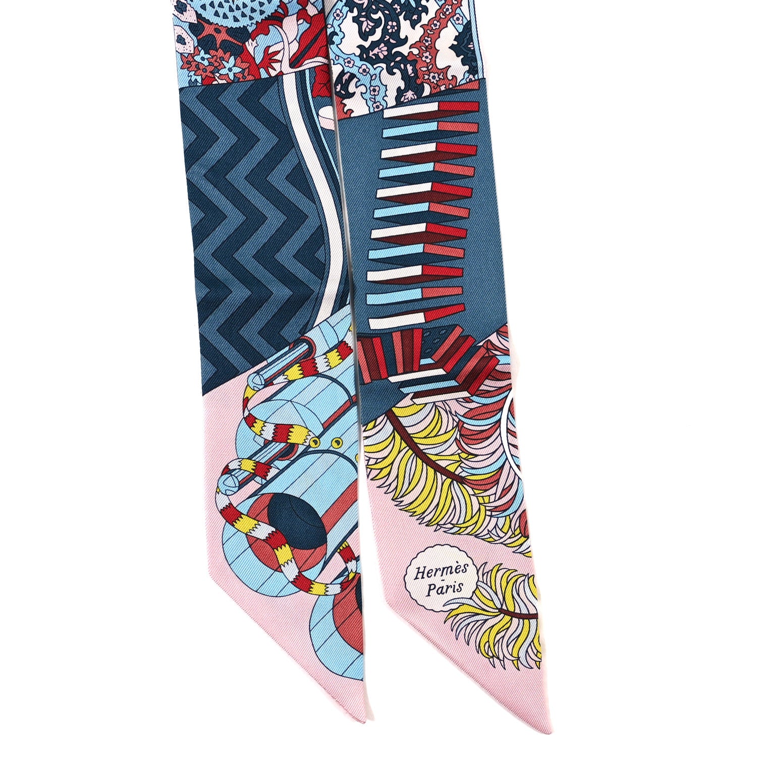 Hermes Silk De l'Ombrelle Aux Duels Twilly Bleu Moyen Rose Pale 3 of 3