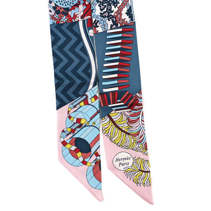 Hermes Silk De l'Ombrelle Aux Duels Twilly Bleu Moyen Rose Pale 3 of 3