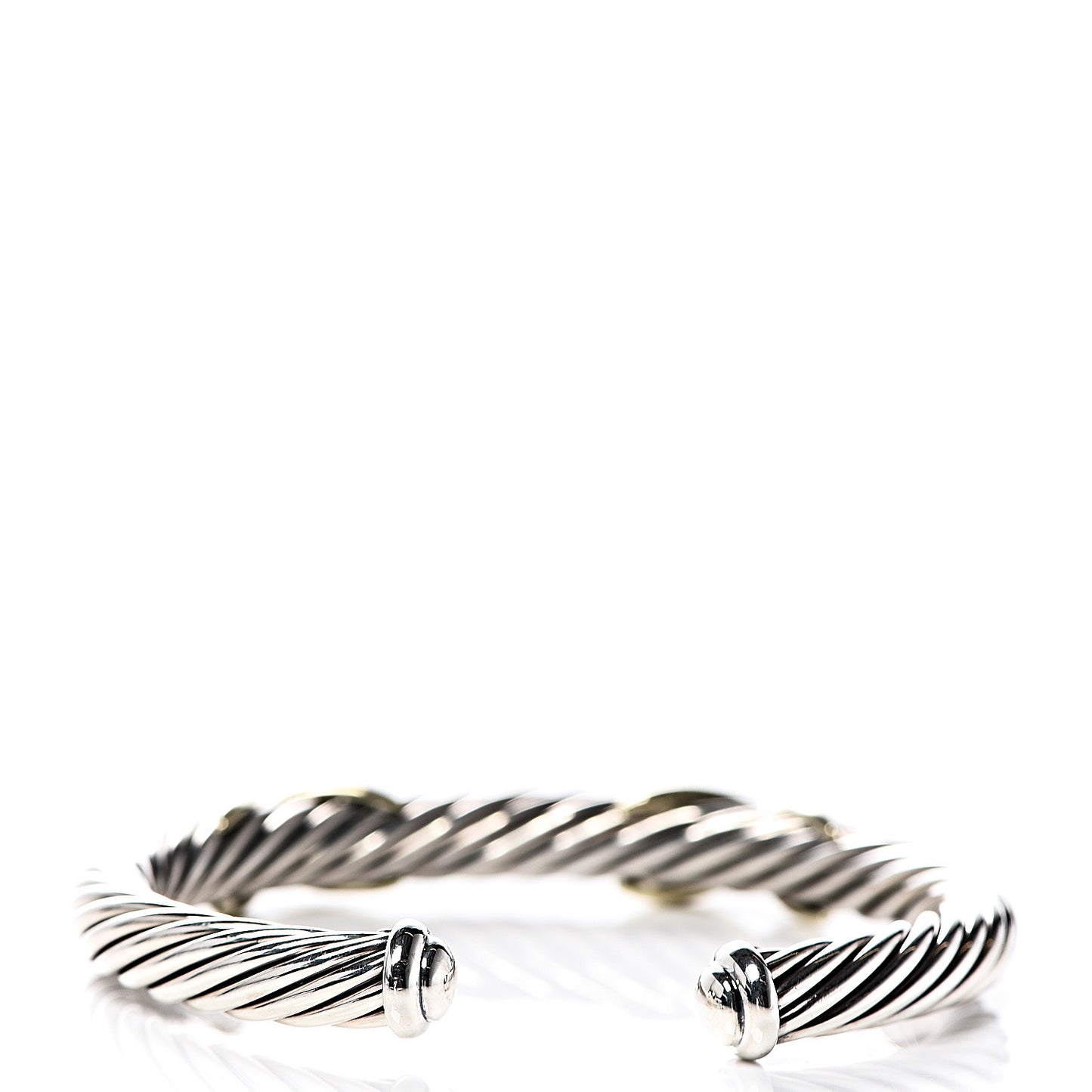 Sterling Silver 14K Yellow Gold 7mm Double X Cable Bracelet