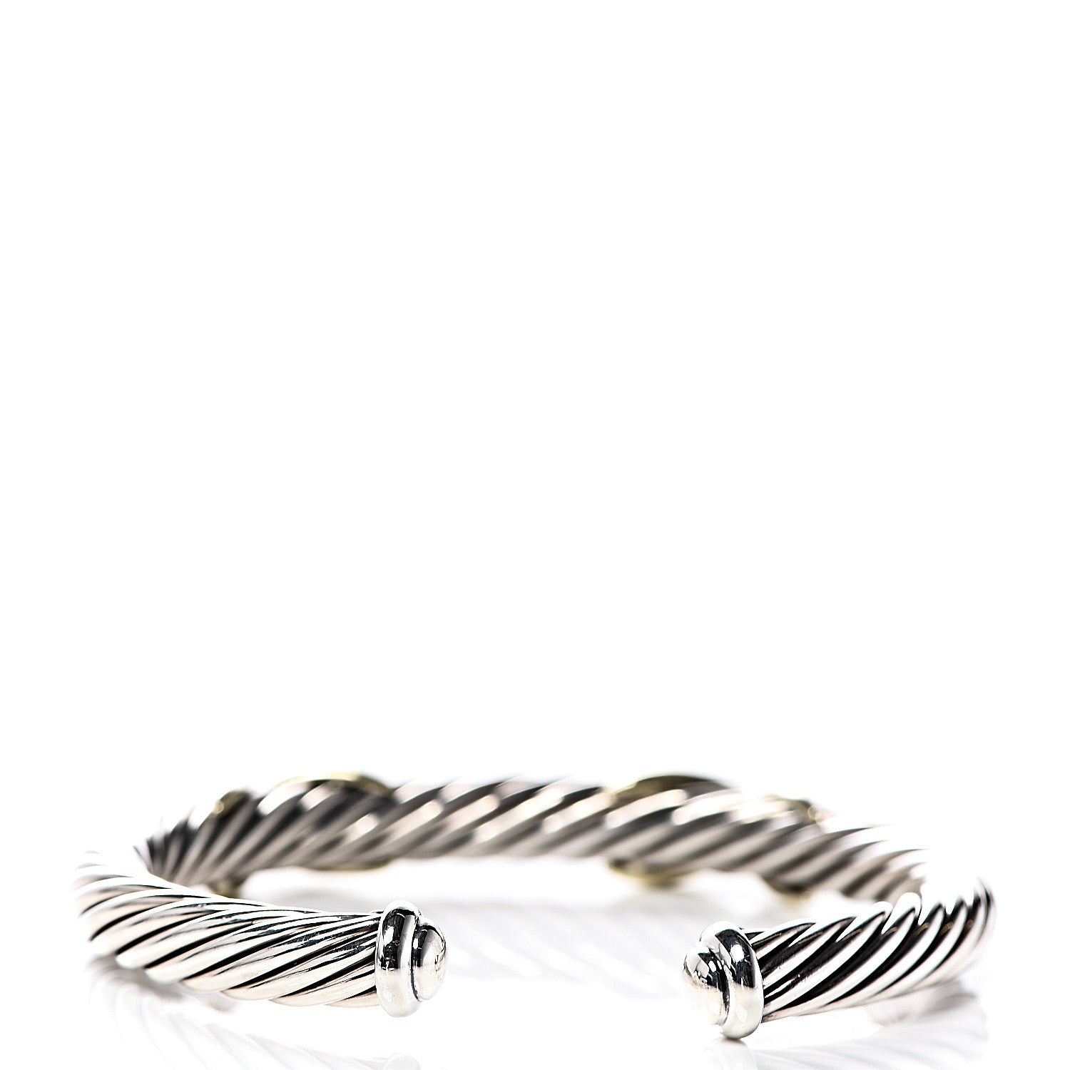 David Yurman Sterling Silver 14K Yellow Gold 7mm Double X Cable Bracelet 3 of 4
