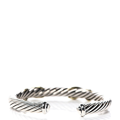 David Yurman Sterling Silver 14K Yellow Gold 7mm Double X Cable Bracelet 3 of 4