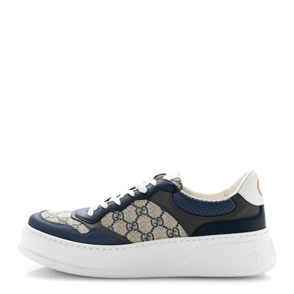 Gucci GG Supreme Calfskin Monogram Mens Interlocking G 55mm Sneakers 11 Beige Blue Black 1 of 9