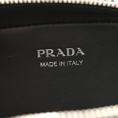 Prada Satin Crystal Metal Triangle Logo Odette Crossbody Fumo 6 of 10