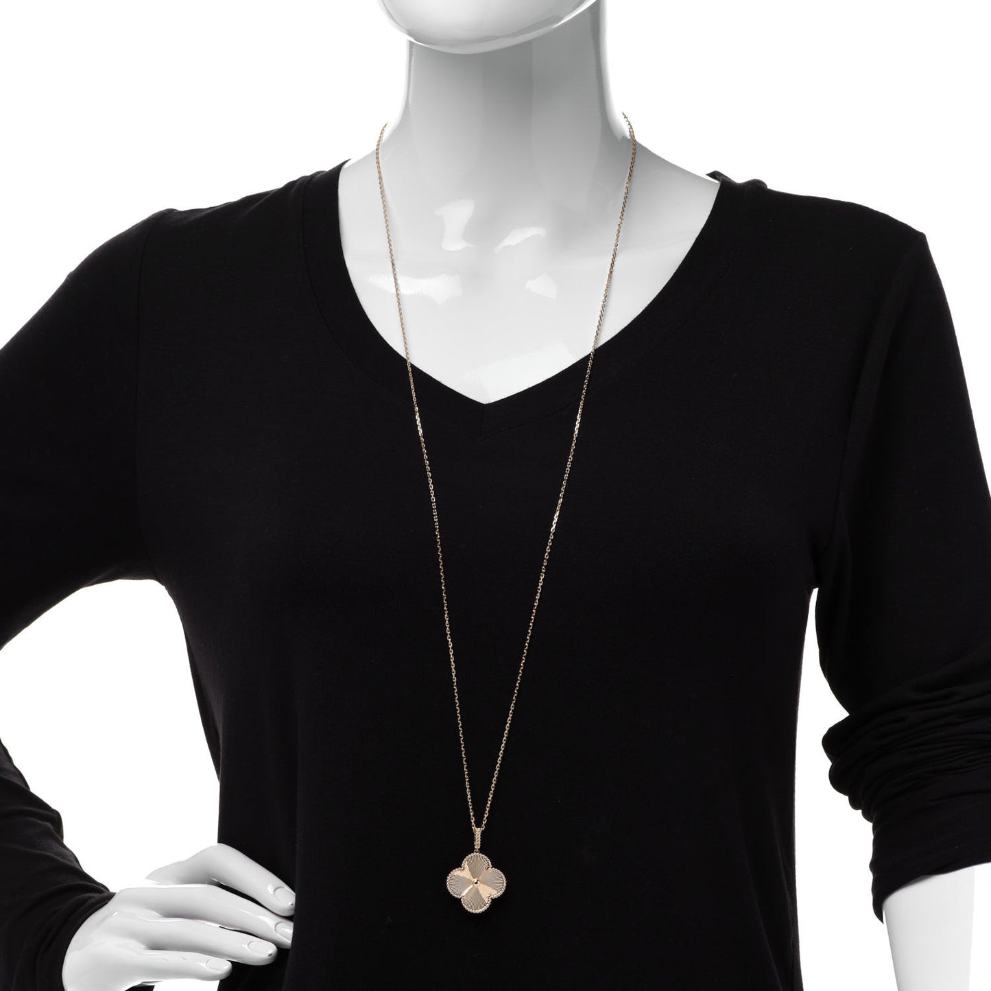 18K Yellow Gold Guilloche Magic Alhambra Long Necklace