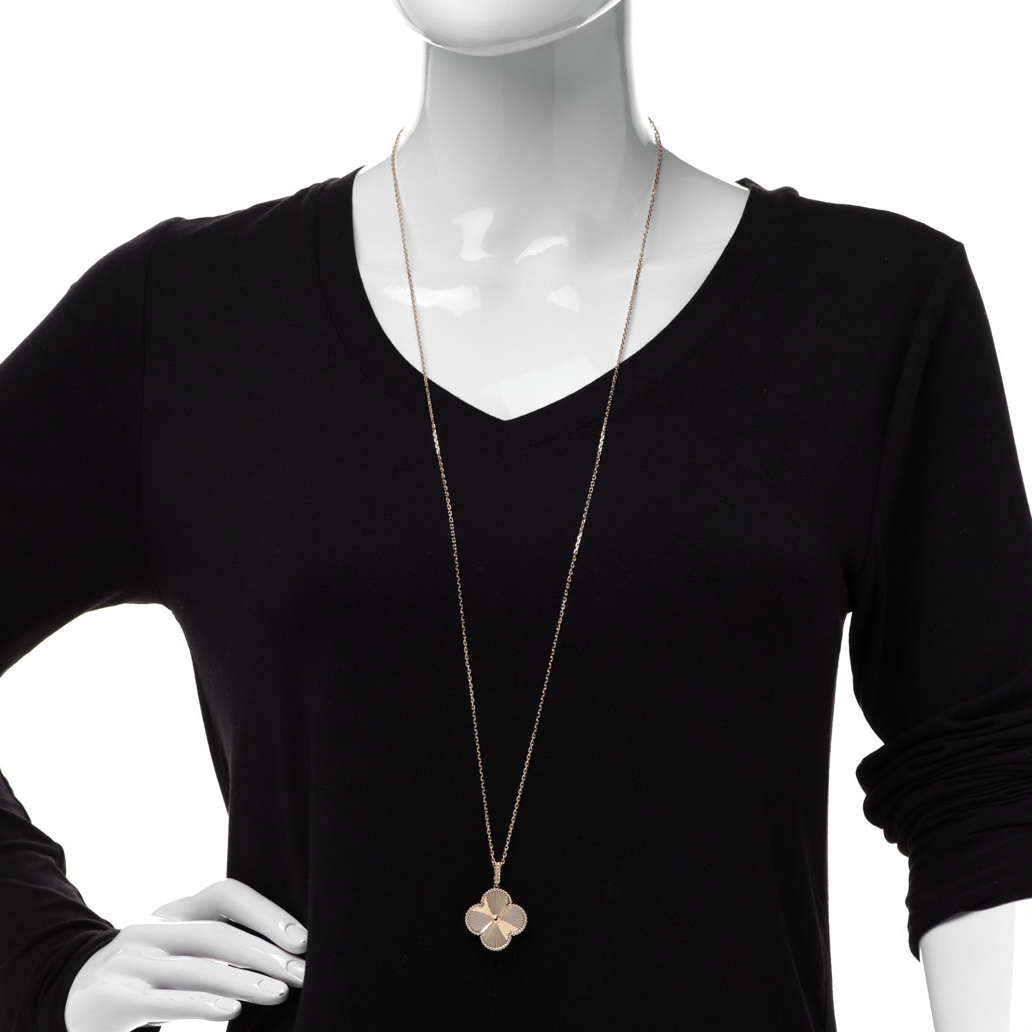 Van Cleef & Arpels 18K Yellow Gold Guilloche Magic Alhambra Long Necklace 2 of 7