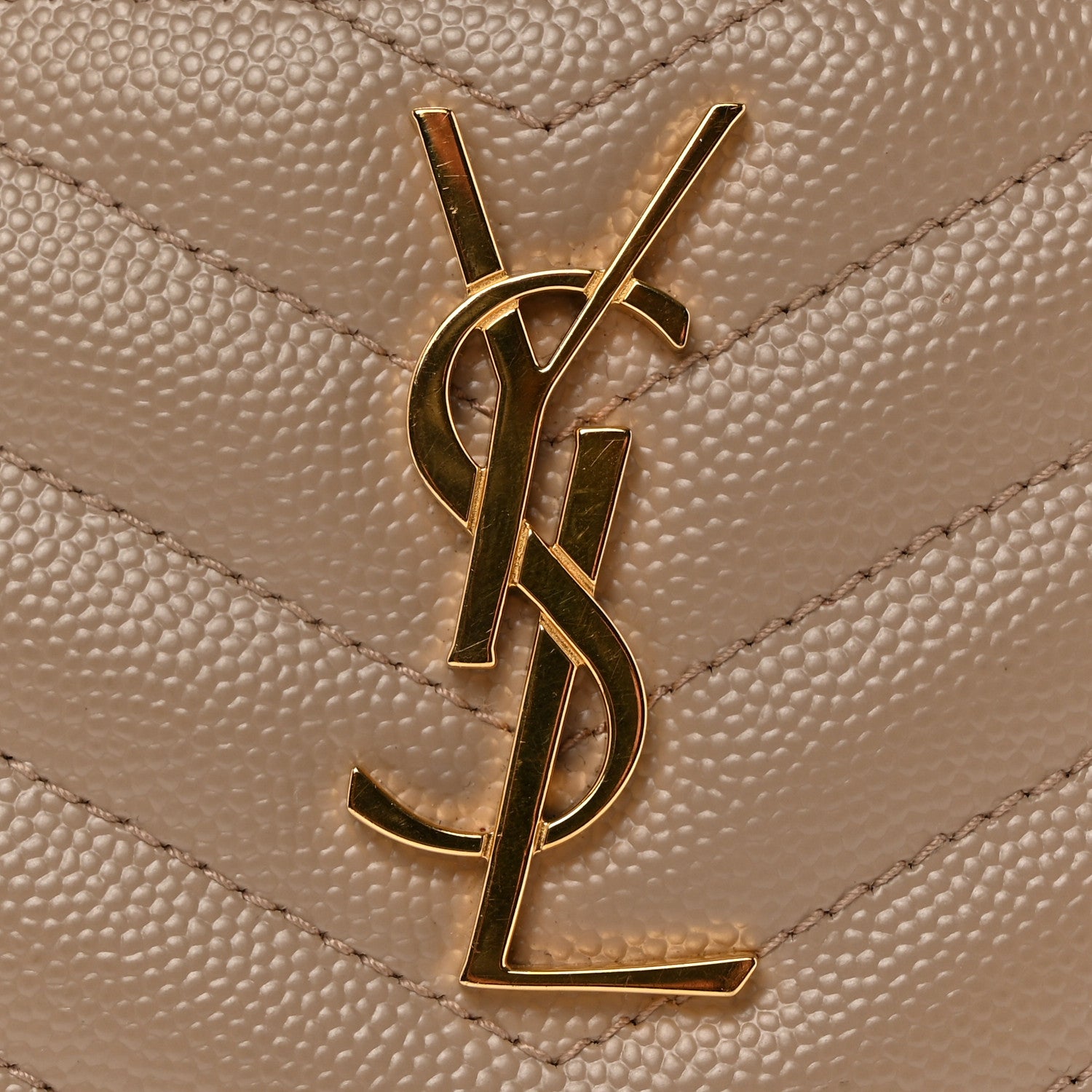 Saint Laurent Grain De Poudre Chevron Monogram Large Bill Pouch Dark Beige 14 of 14