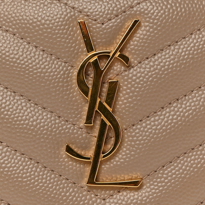 Saint Laurent Grain De Poudre Chevron Monogram Large Bill Pouch Dark Beige 14 of 14