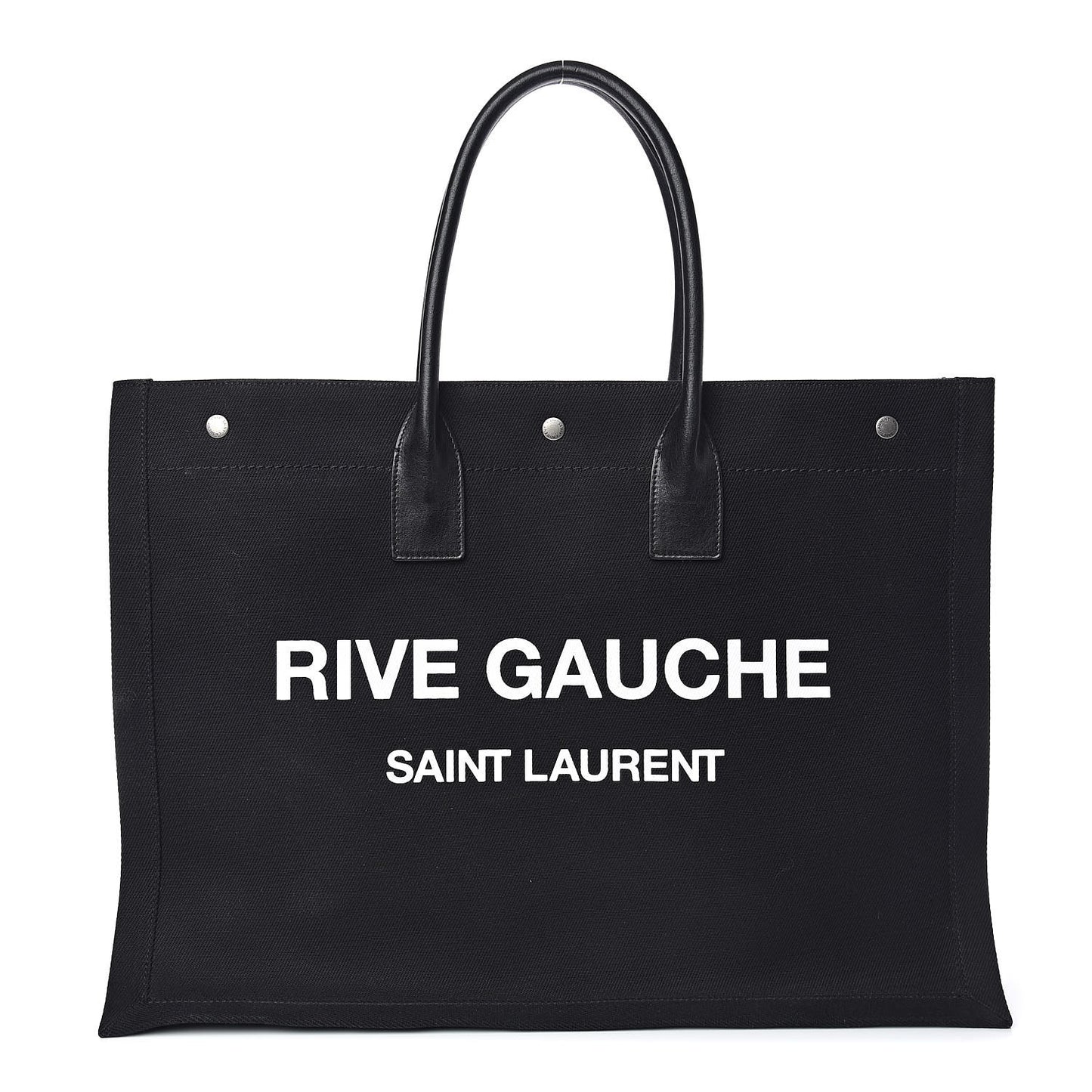 Linen Calfskin Rive Gauche Tote Black