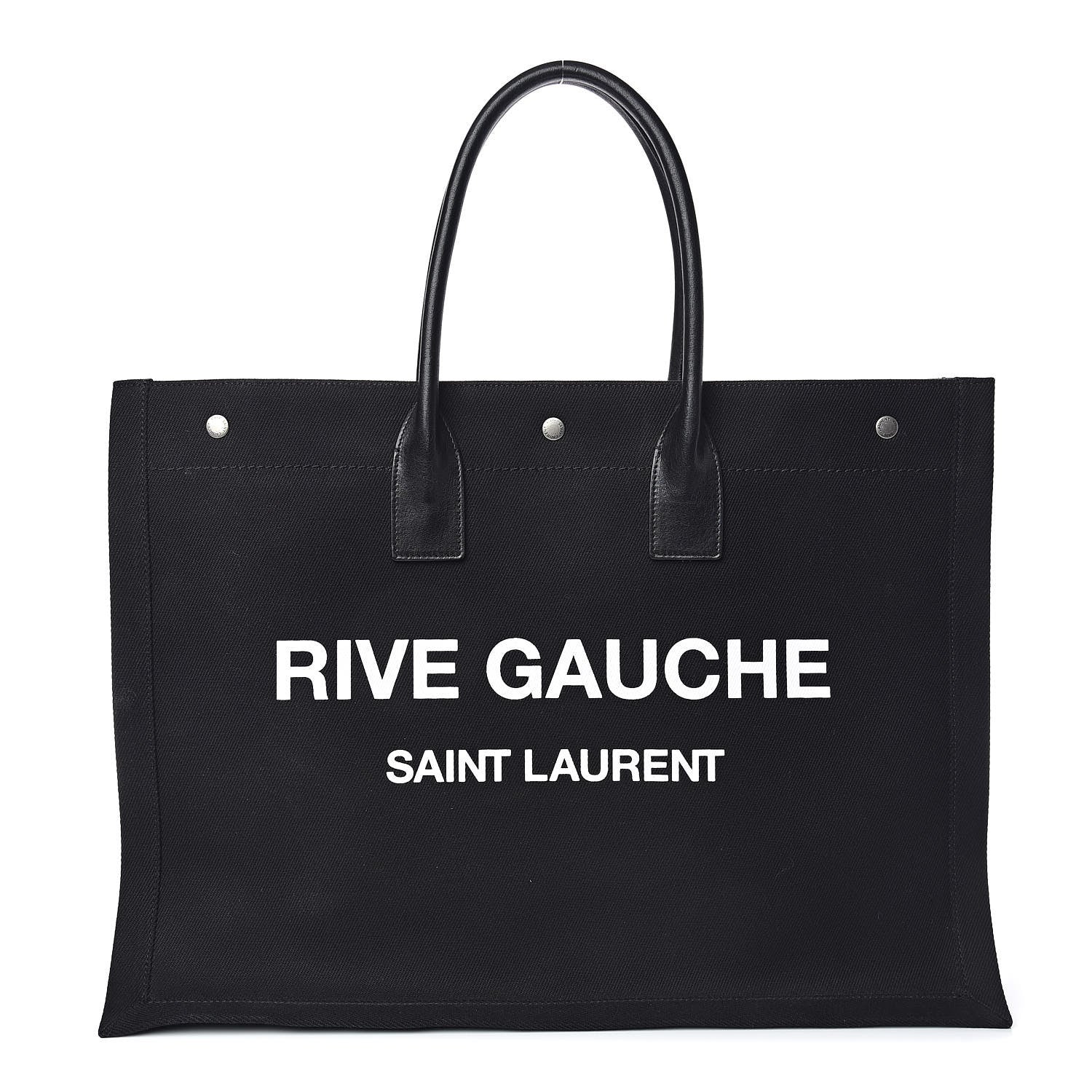 Saint Laurent Linen Calfskin Rive Gauche Tote Black 1 of 13