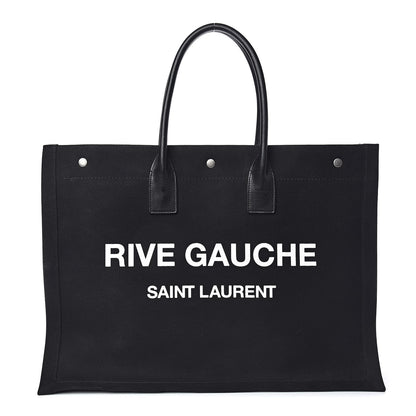 Saint Laurent Linen Calfskin Rive Gauche Tote Black 1 of 13