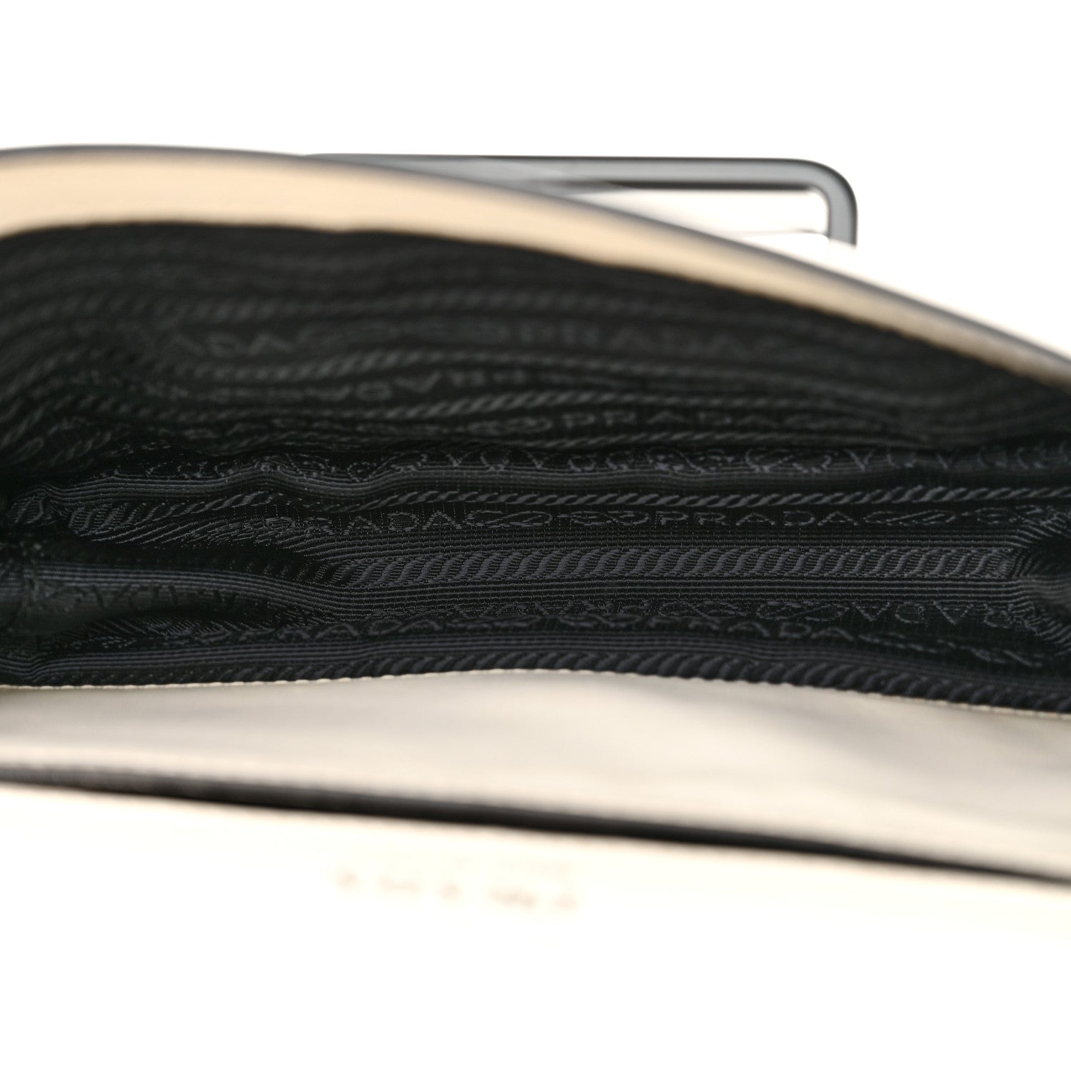 Prada City Calf Plex Ribbon Bag White Black 5 of 17