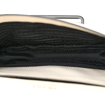 Prada City Calf Plex Ribbon Bag White Black 5 of 17