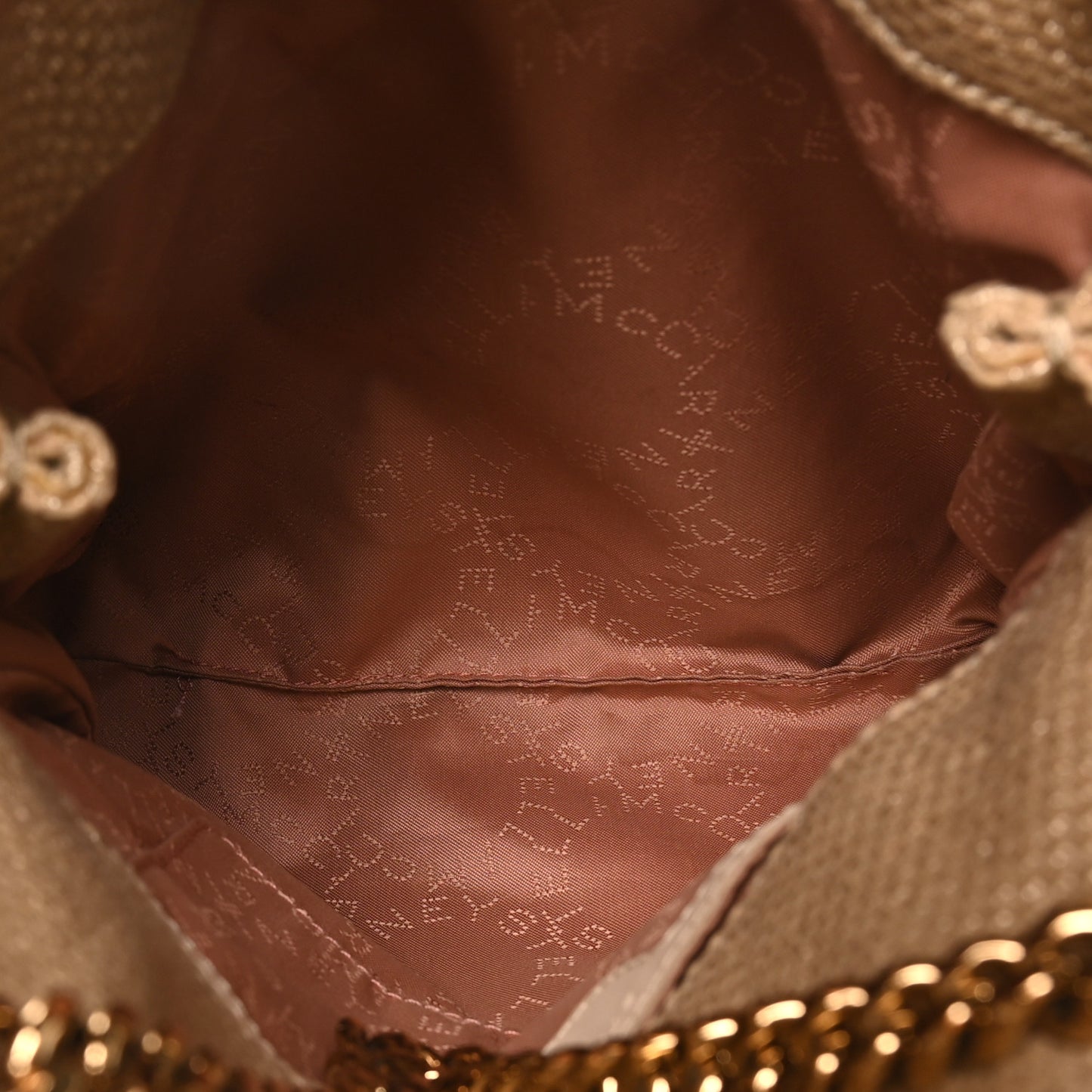 Metallic Woven Boucle Mini Fold Over Falabella Tote Gold